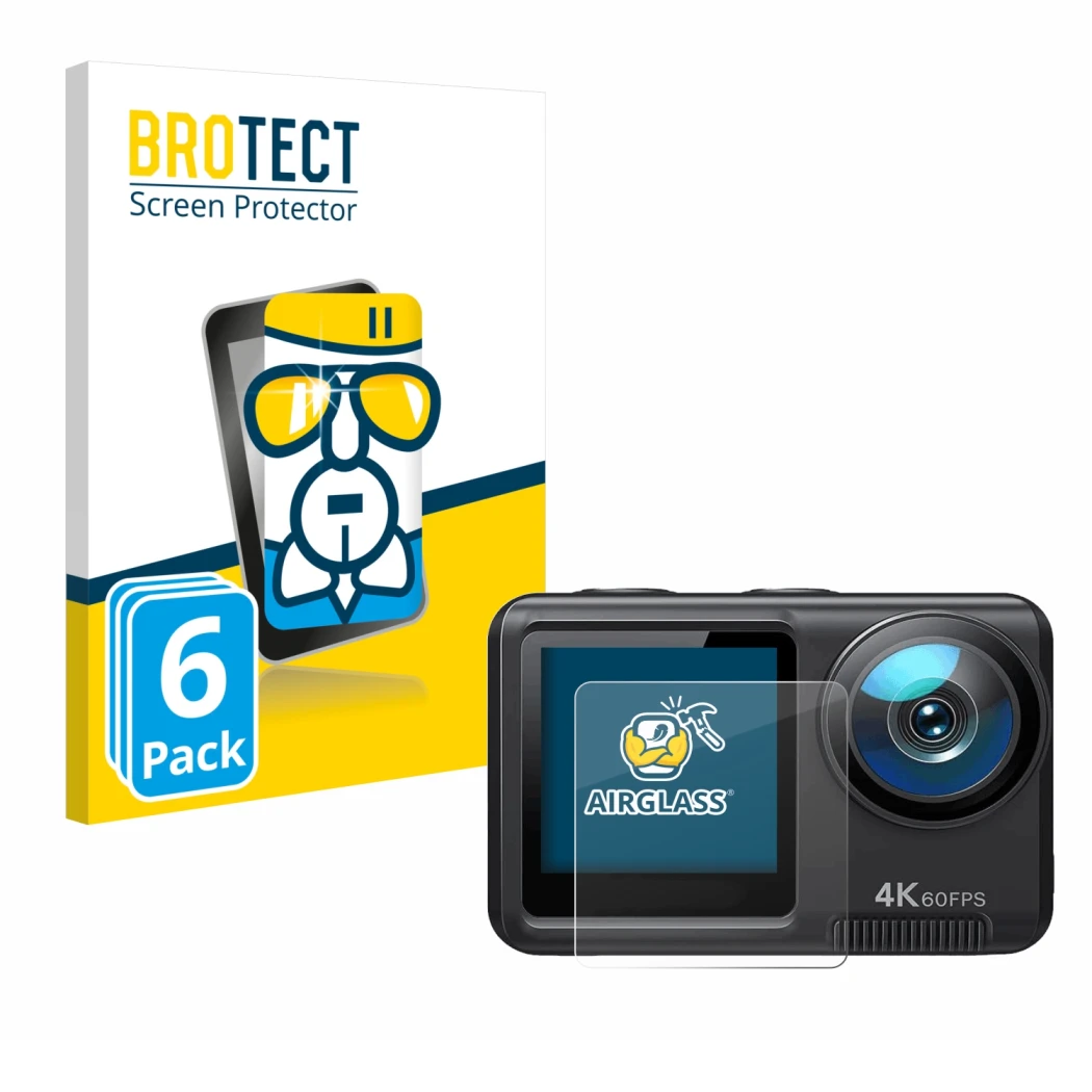 Parte frontal de un envase de producto con el logotipo de la marca BROTECT. Al lado se muestra el dispositivo Wolfang GA420 co