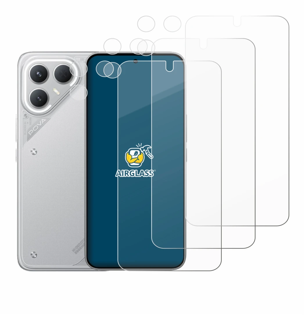 Imagen del dispositivo Tecno Pova 7 Pro (Frontal+Cámara) con una amplia variedad de protectores de pantalla.