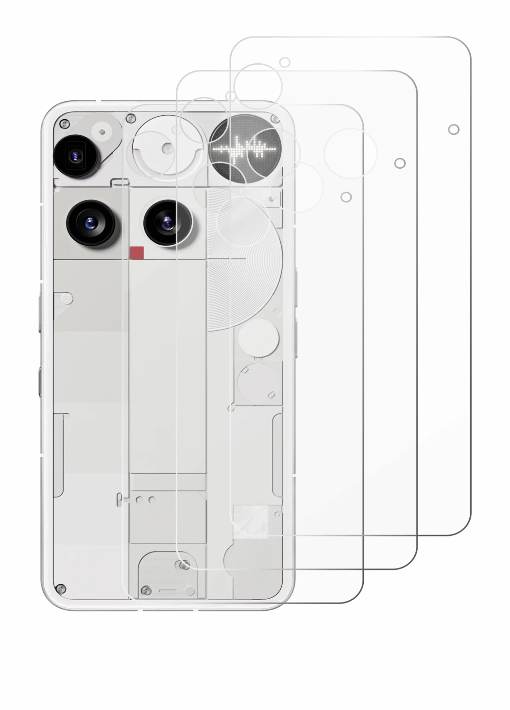 Imagen del dispositivo Nothing Phone (3) (Trasero) con una amplia variedad de protectores de pantalla.