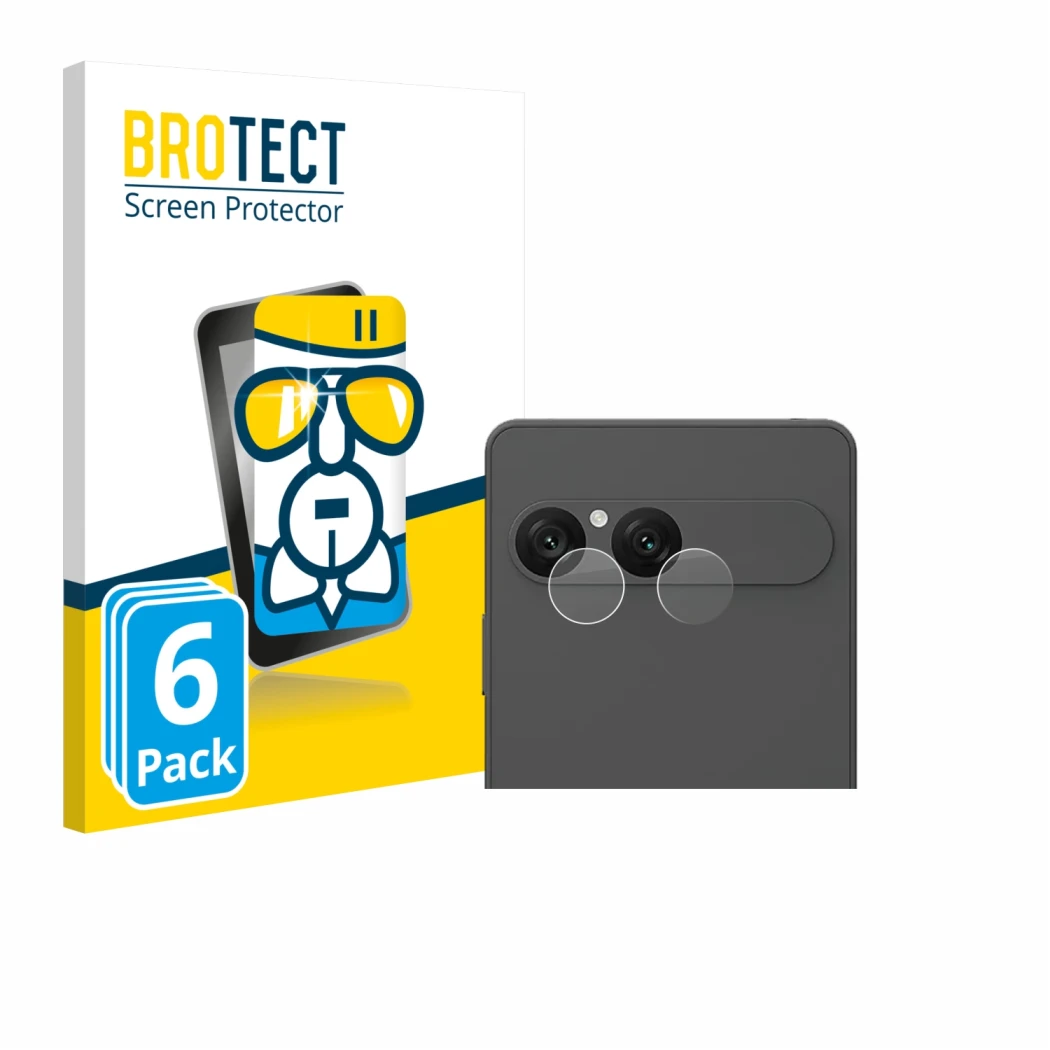 Parte frontal de un envase de producto con el logotipo de la marca BROTECT. Al lado se muestra el dispositivo Sony Xperia 10 V