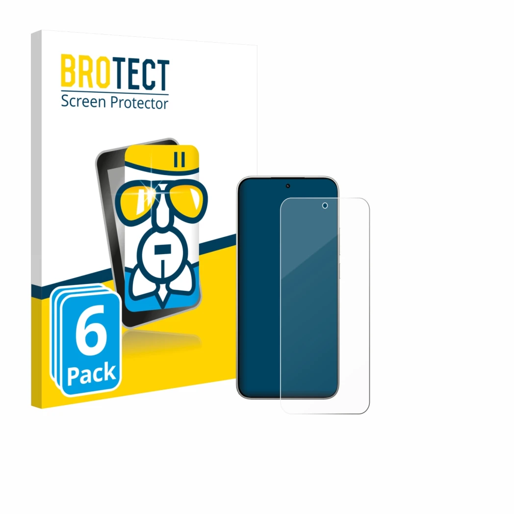 Parte frontal de un envase de producto con el logotipo de la marca BROTECT. Al lado se muestra el dispositivo Xiaomi 15T con s