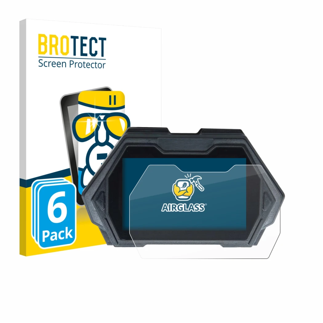 Parte frontal de un envase de producto con el logotipo de la marca BROTECT. Al lado se muestra el dispositivo Kukirin G3 Pro c