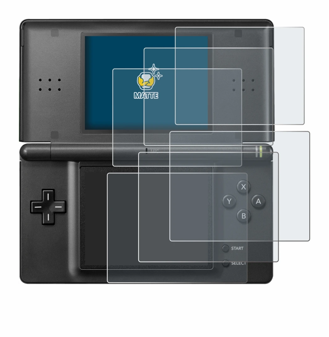 Imagen del dispositivo Nintendo DS LITE con una amplia variedad de protectores de pantalla.