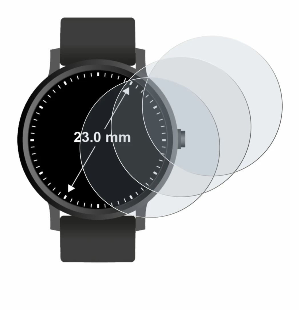 Imagen del dispositivo Relojes (Circular, ø: 23 mm) con una amplia variedad de protectores de pantalla.
