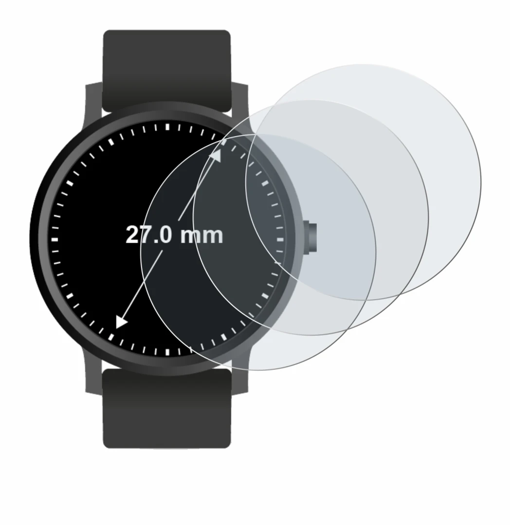Imagen del dispositivo Relojes (Circular, ø: 27 mm) con una amplia variedad de protectores de pantalla.