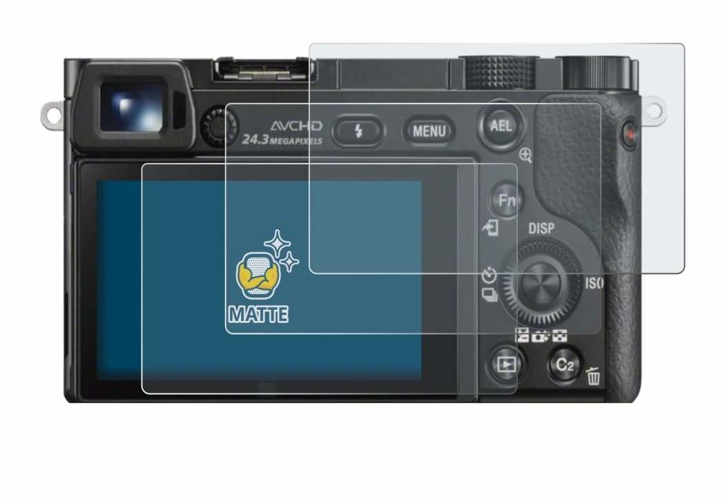 Imagen del dispositivo Sony Alpha 6000 con una amplia variedad de protectores de pantalla.