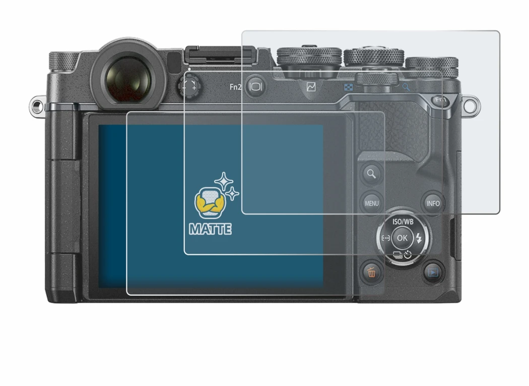 Imagen del dispositivo Olympus PEN-F con una amplia variedad de protectores de pantalla.
