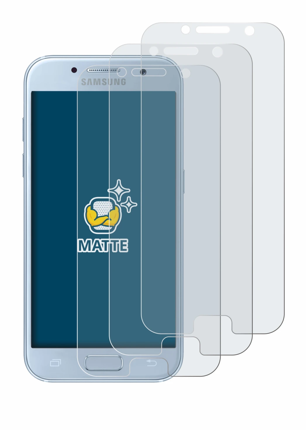 Imagen del dispositivo Samsung Galaxy A5 2017 con una amplia variedad de protectores de pantalla.