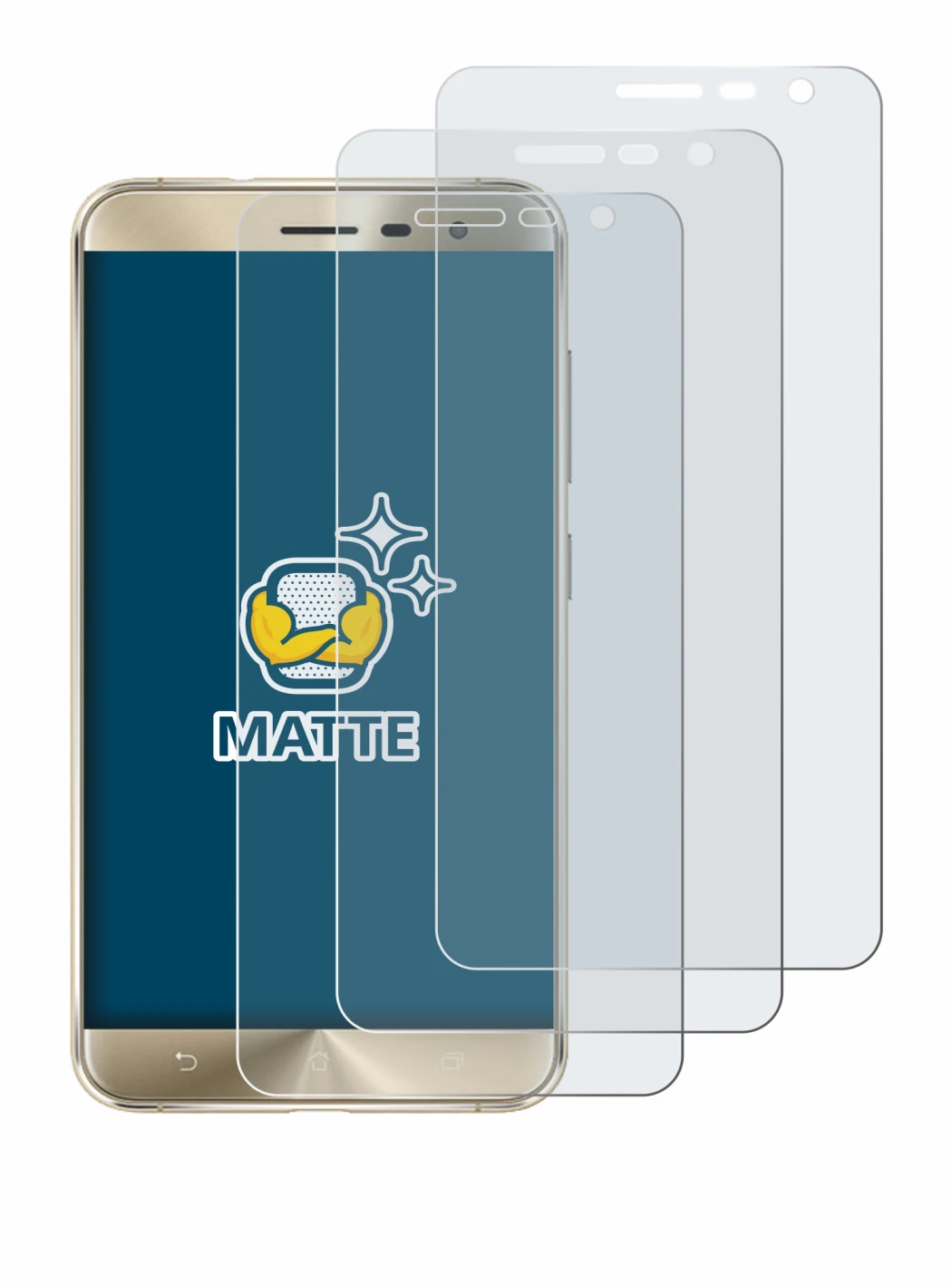 Imagen del dispositivo ASUS ZenFone 3 ZE552KL con una amplia variedad de protectores de pantalla.