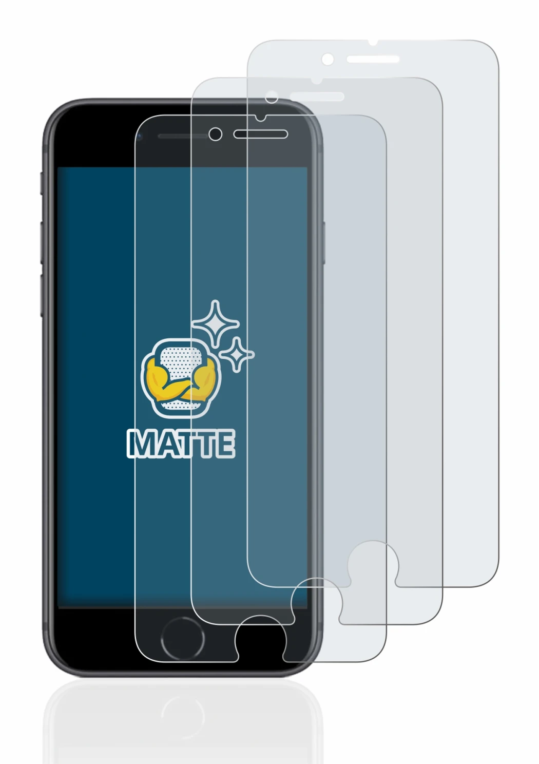 Imagen del dispositivo Apple iPhone 8 con una amplia variedad de protectores de pantalla.