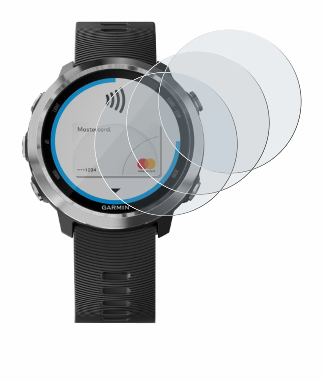 Imagen del dispositivo Garmin Forerunner 645 con una amplia variedad de protectores de pantalla.