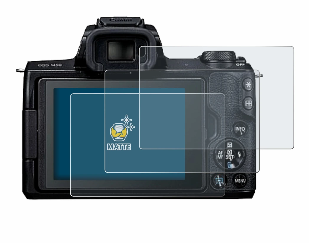 Imagen del dispositivo Canon EOS M50 con una amplia variedad de protectores de pantalla.