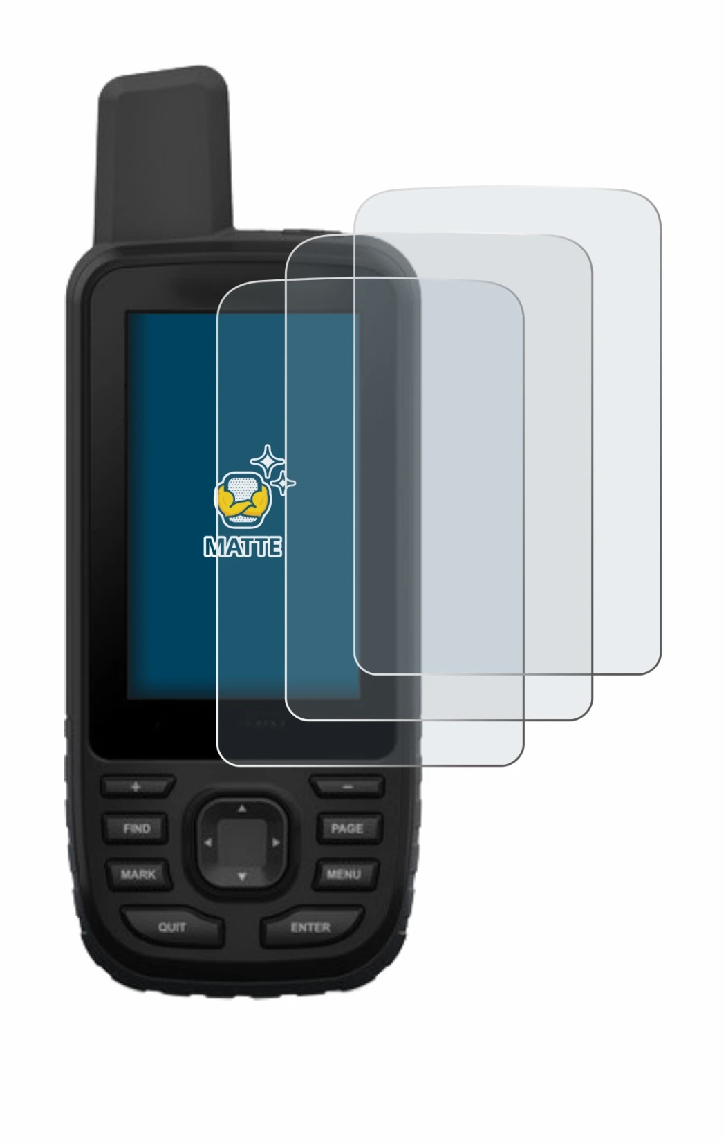 Imagen del dispositivo Garmin GPSMAP 66st con una amplia variedad de protectores de pantalla.