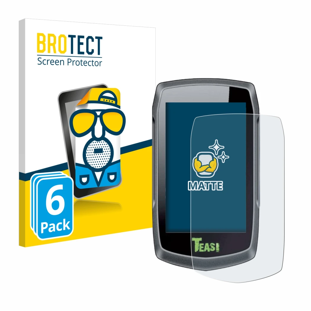 Parte frontal de un envase de producto con el logotipo de la marca BROTECT. Al lado se muestra el dispositivo A-Rival Teasi On