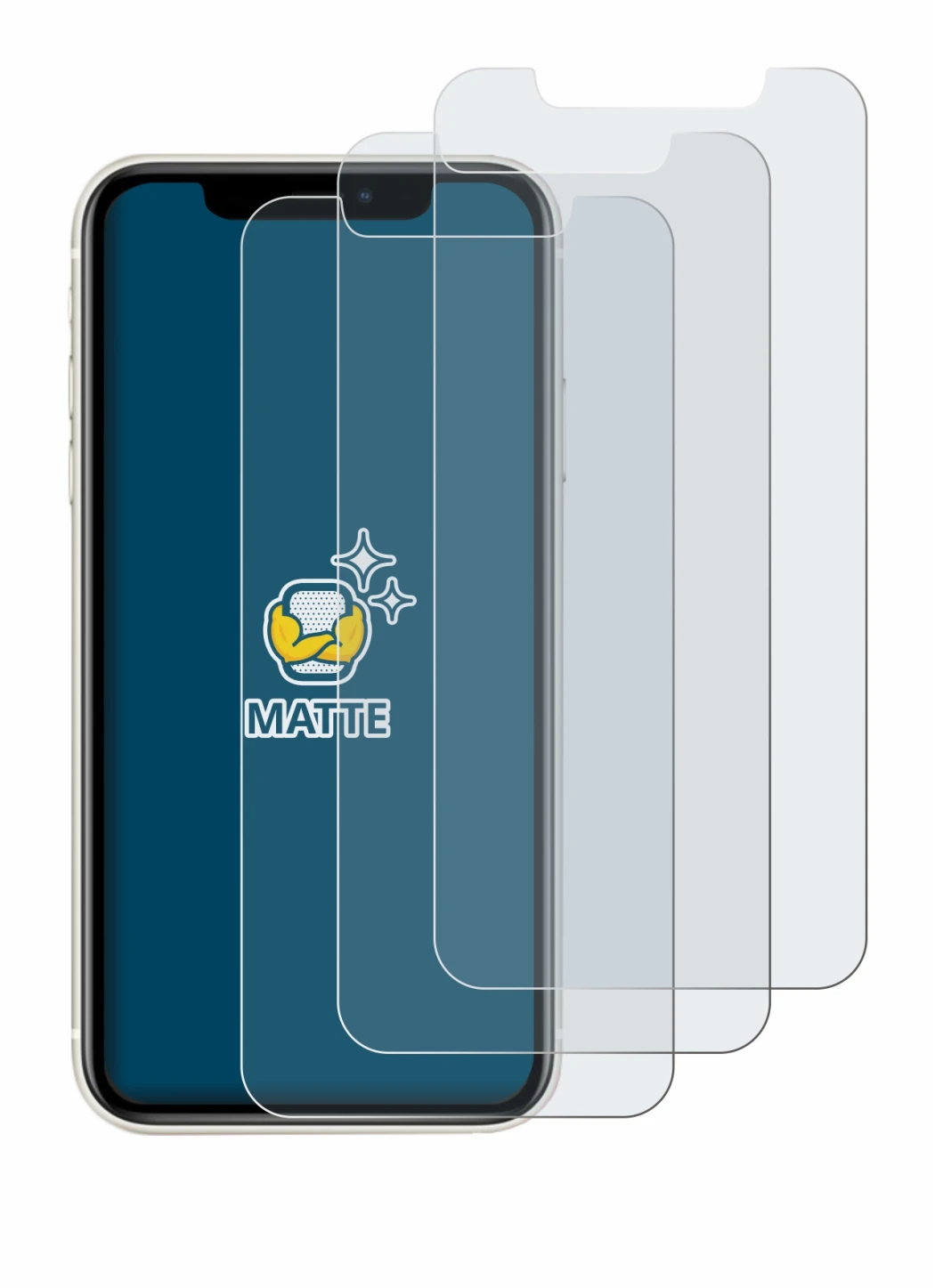 Imagen del dispositivo Apple iPhone 11 con una amplia variedad de protectores de pantalla.