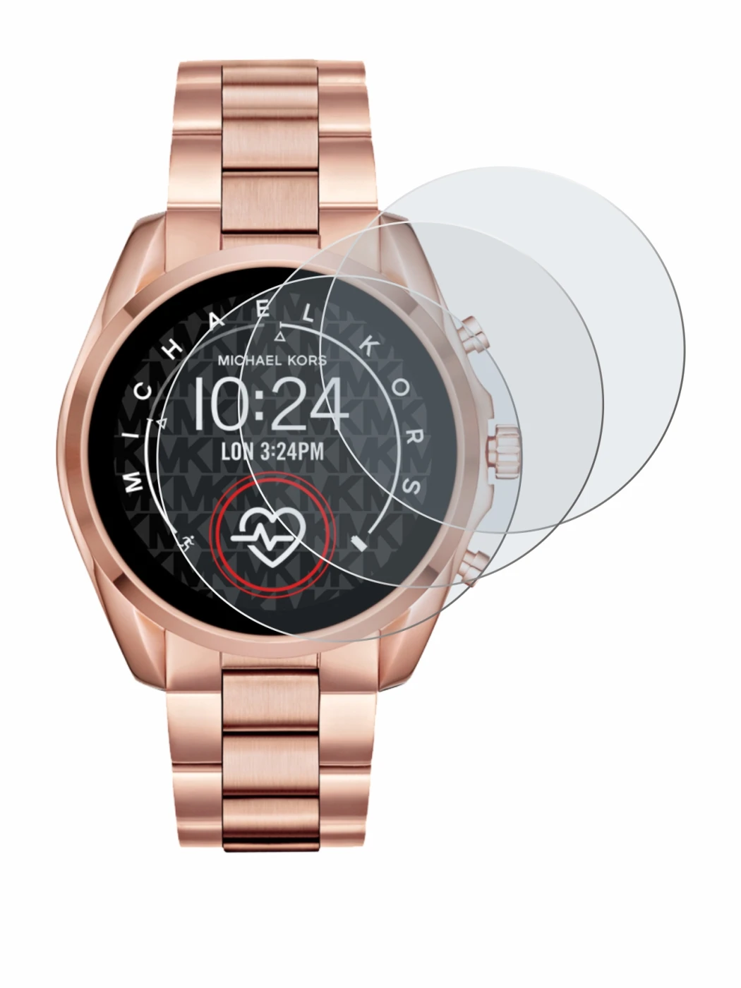 Imagen del dispositivo Michael Kors Access Bradshaw 2 con una amplia variedad de protectores de pantalla.