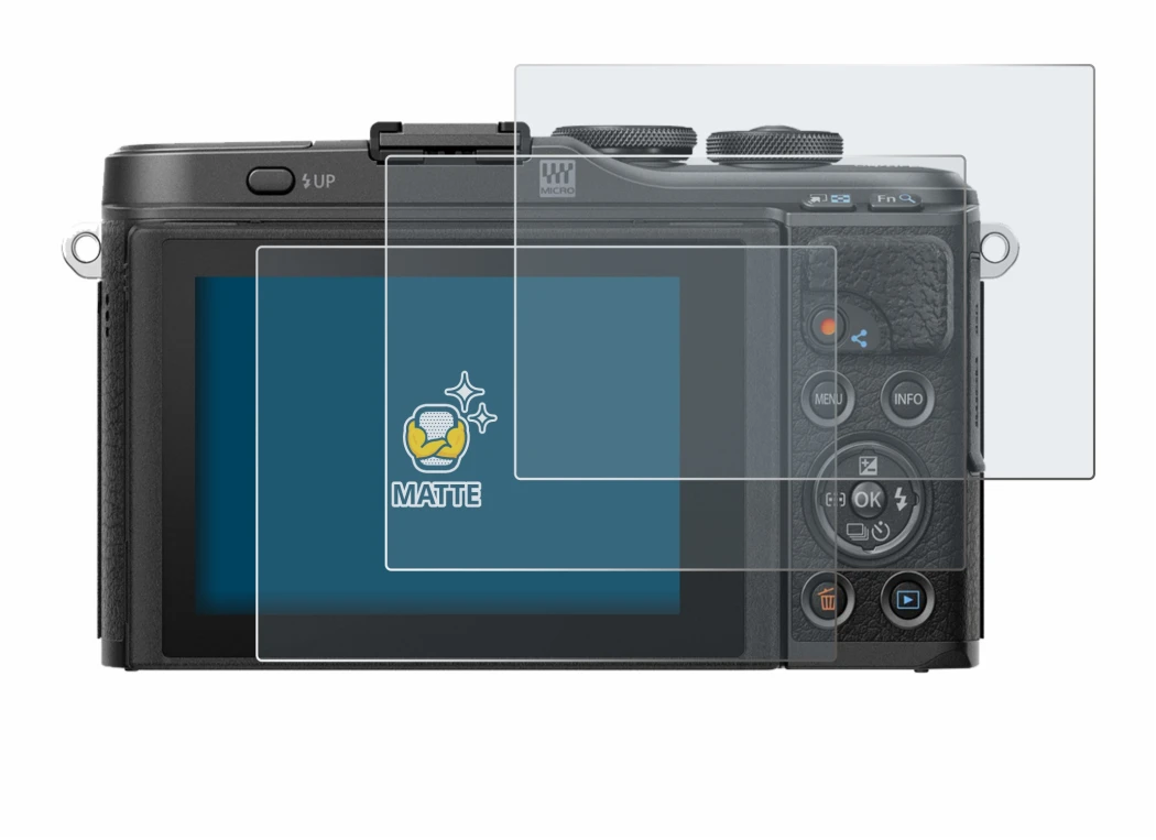 Imagen del dispositivo Olympus PEN E-PL10 con una amplia variedad de protectores de pantalla.