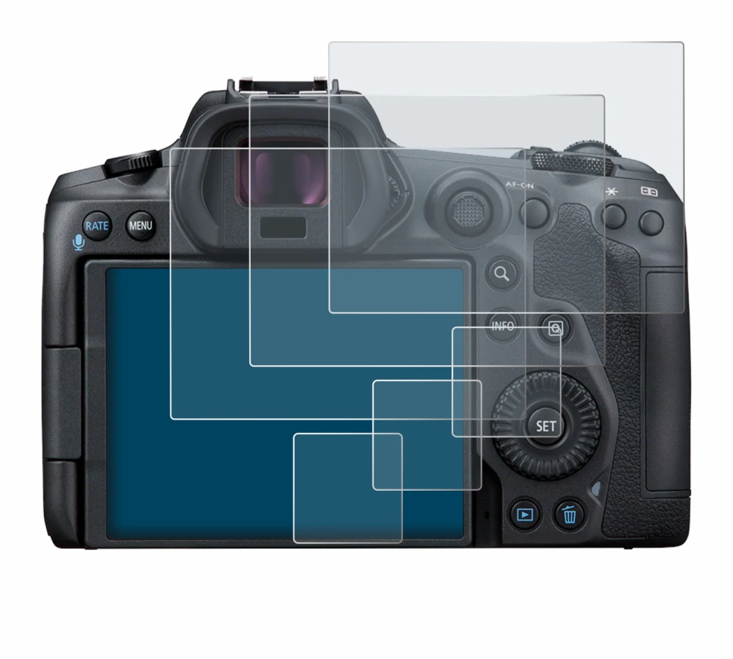 Imagen del dispositivo Canon EOS R5 con una amplia variedad de protectores de pantalla.