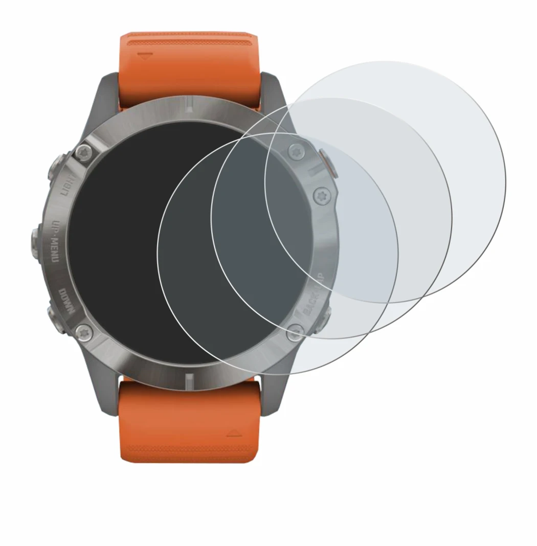 Imagen del dispositivo Garmin Fenix 6 Pro Solar con una amplia variedad de protectores de pantalla.