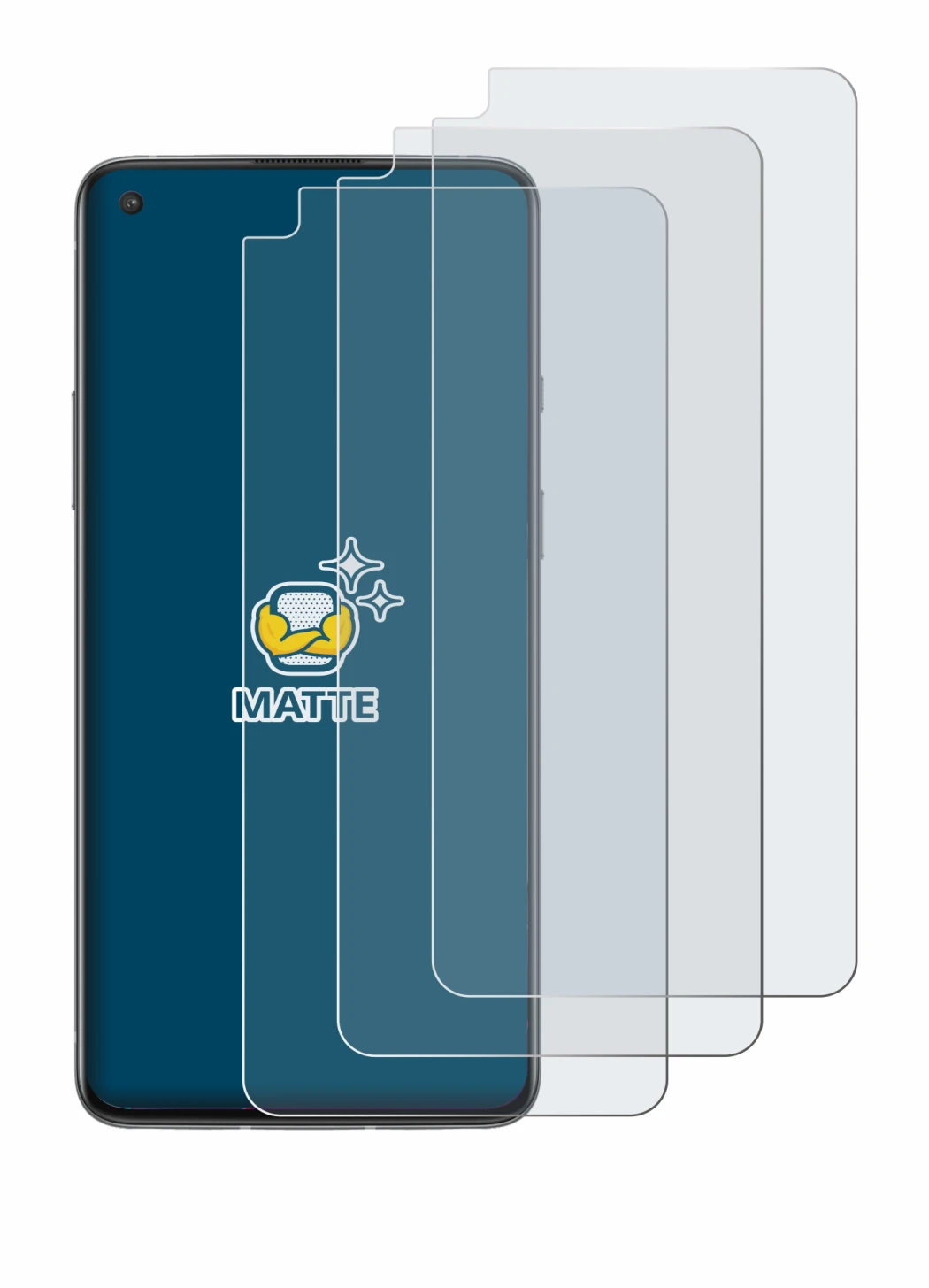 Imagen del dispositivo OnePlus 8T con una amplia variedad de protectores de pantalla.