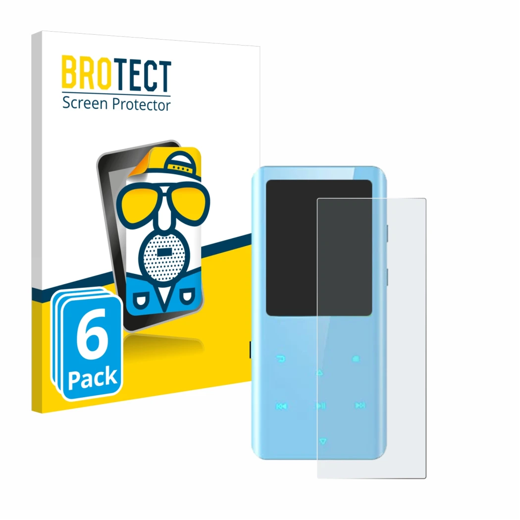 Parte frontal de un envase de producto con el logotipo de la marca BROTECT. Al lado se muestra el dispositivo AGPtek A19X con