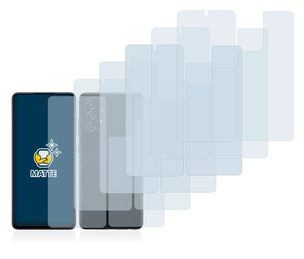 Imagen del dispositivo Samsung Galaxy A52s 5G (Frontal+Trasero) con una amplia variedad de protectores de pantalla.