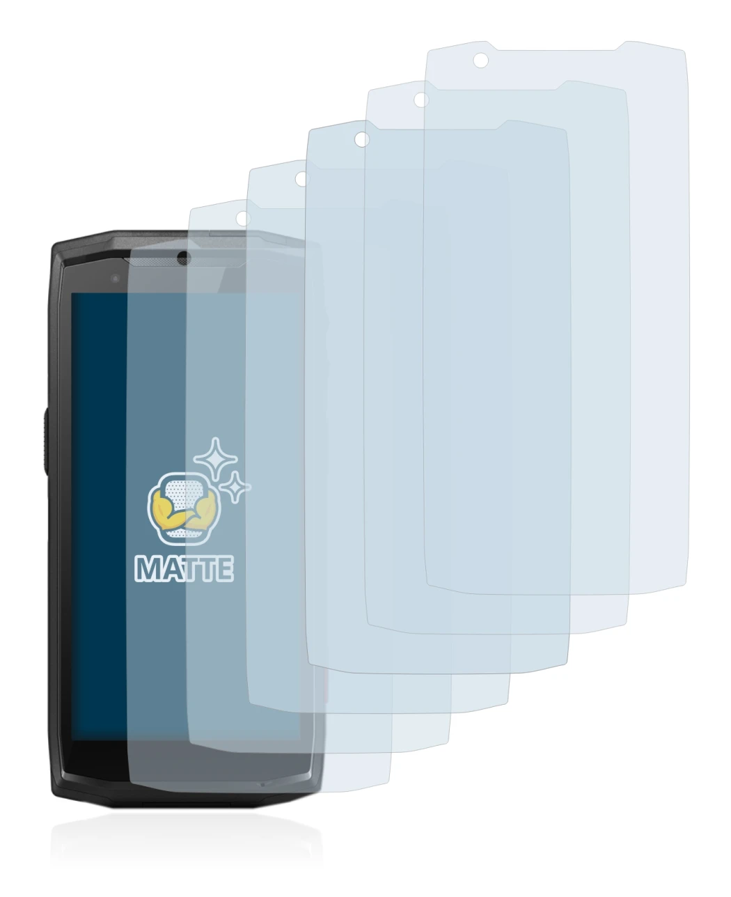 Imagen del dispositivo Crosscall Core-M5 con una amplia variedad de protectores de pantalla.