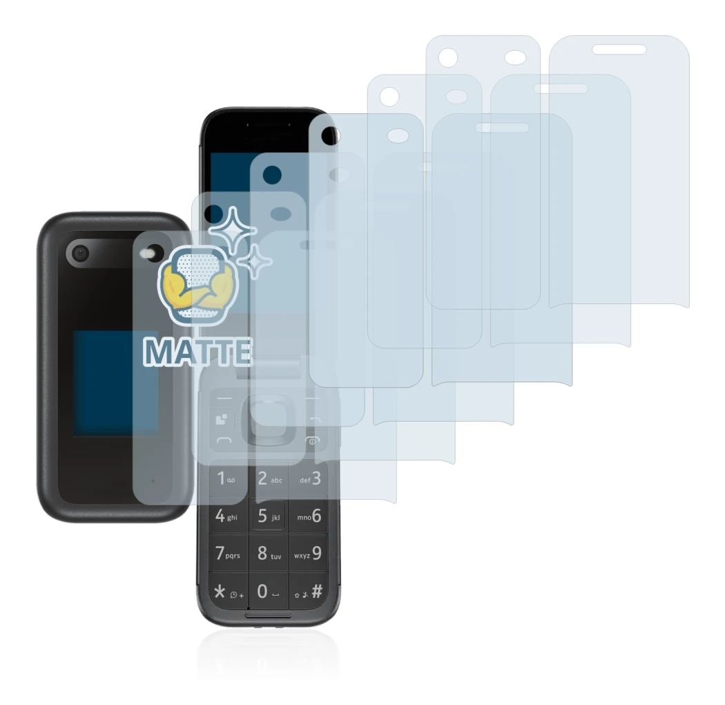 Imagen del dispositivo Nokia 2660 Flip (Frontal+Trasero) con una amplia variedad de protectores de pantalla.