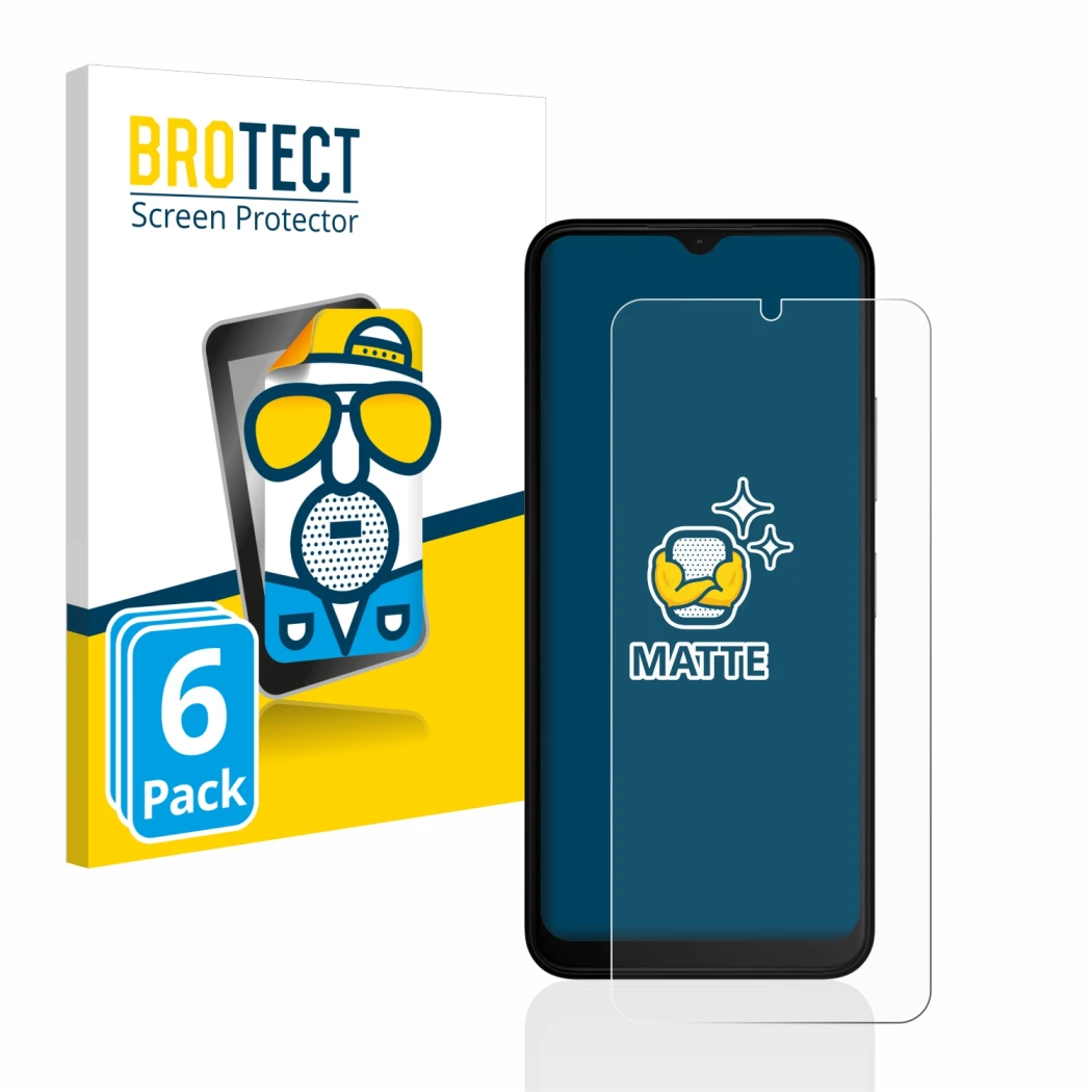 Parte frontal de un envase de producto con el logotipo de la marca BROTECT. Al lado se muestra el dispositivo Nokia C32 con su