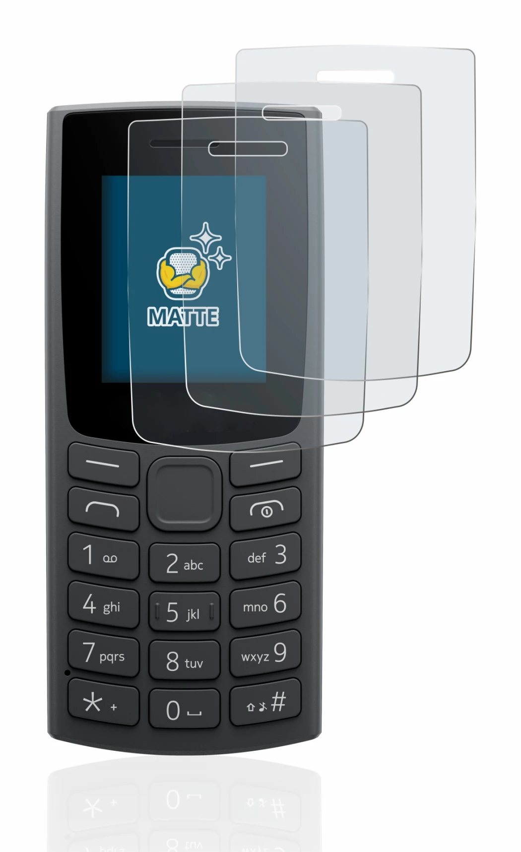 Imagen del dispositivo Nokia 110 (2023) con una amplia variedad de protectores de pantalla.