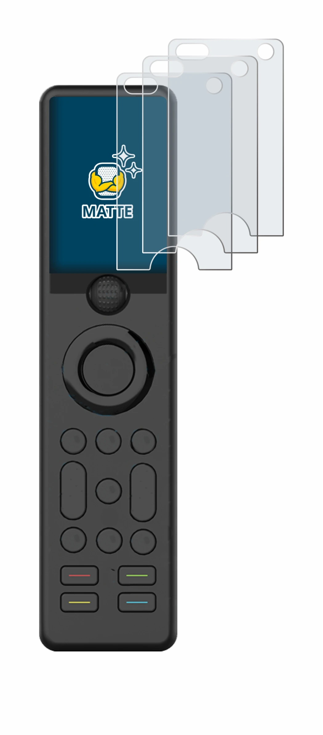 Imagen del dispositivo Sofabaton X1 con una amplia variedad de protectores de pantalla.
