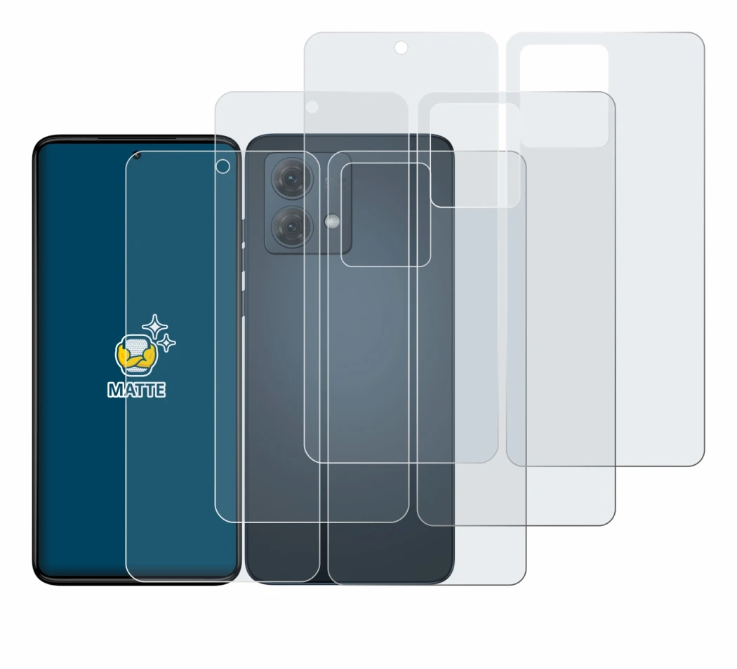 Imagen del dispositivo Motorola Moto G84 (Frontal+Trasero) con una amplia variedad de protectores de pantalla.
