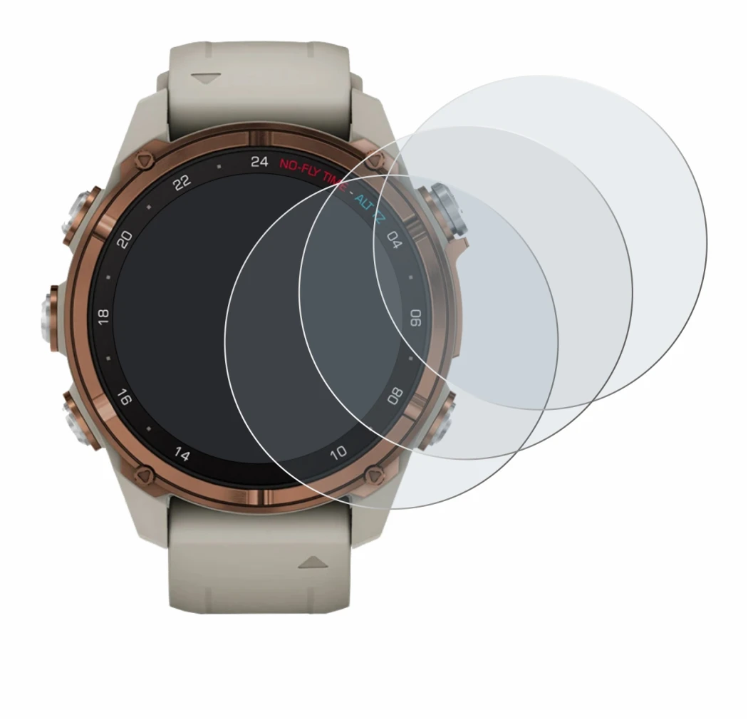 Imagen del dispositivo Garmin Descent Mk3 (43 mm) con una amplia variedad de protectores de pantalla.