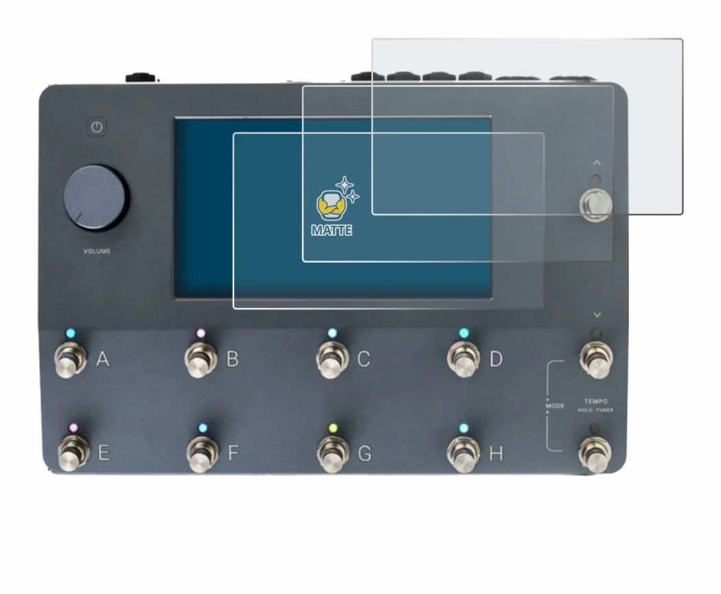 Imagen del dispositivo Neural DSP Quad Cortex con una amplia variedad de protectores de pantalla.