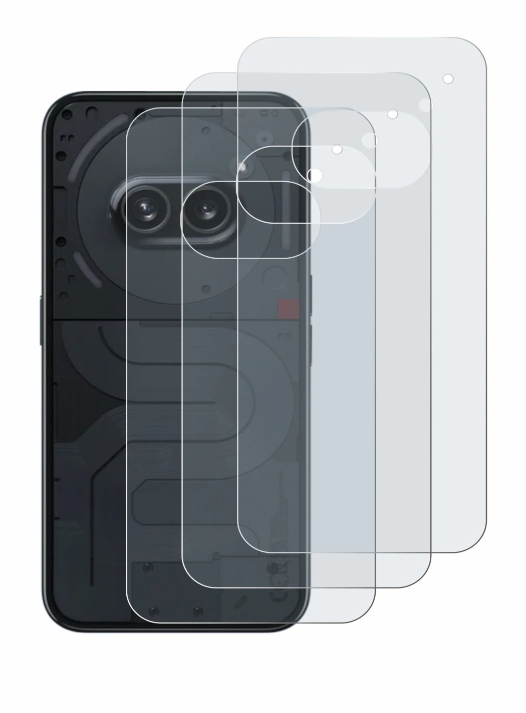 Imagen del dispositivo Nothing Phone (2a) (Trasero) con una amplia variedad de protectores de pantalla.