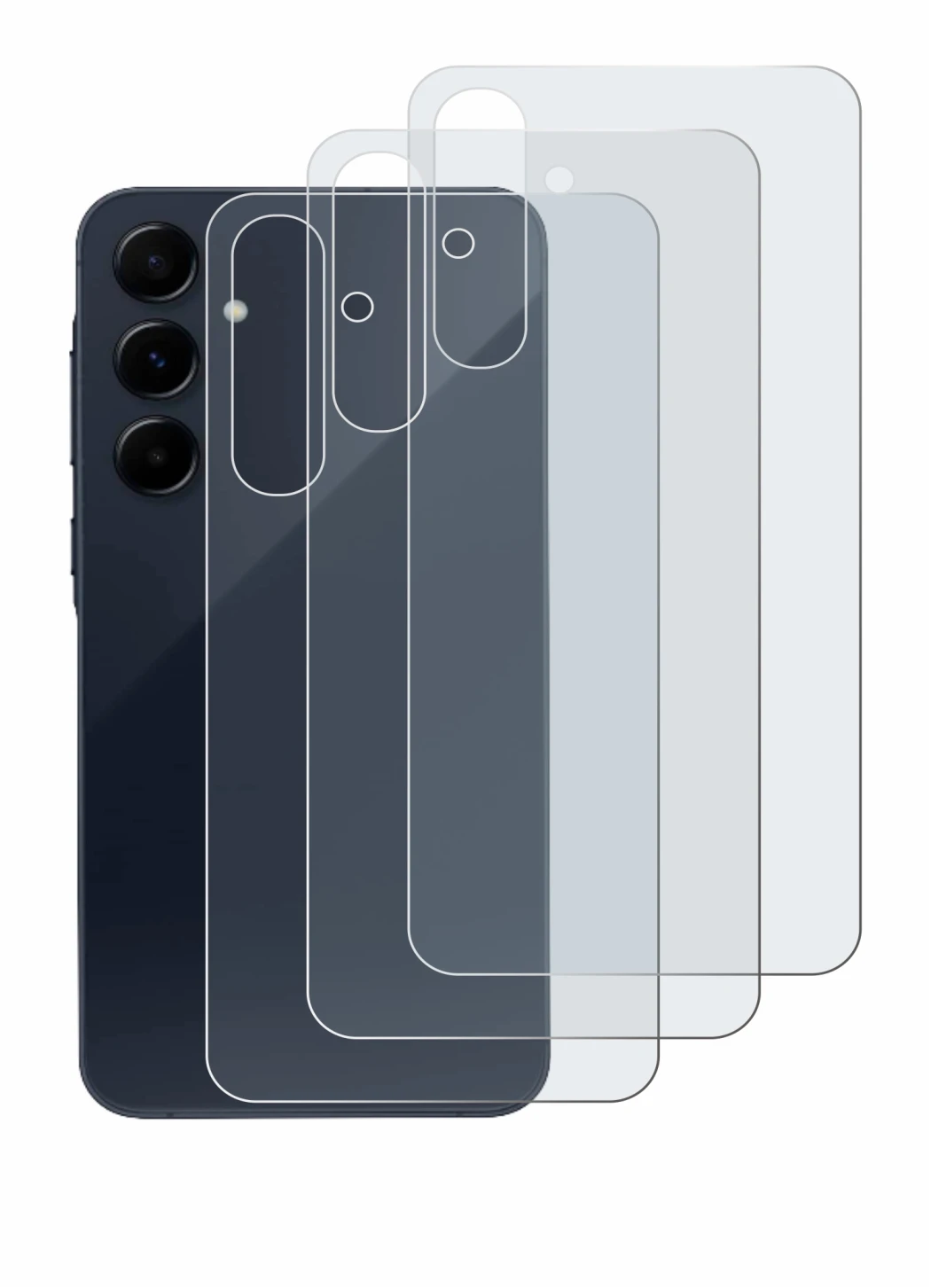 Imagen del dispositivo Samsung Galaxy A55 5G (Trasero) con una amplia variedad de protectores de pantalla.