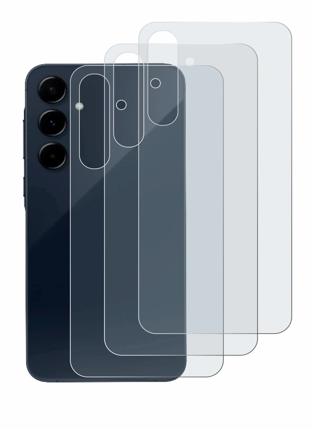 Imagen del dispositivo Samsung Galaxy A35 5G (Trasero) con una amplia variedad de protectores de pantalla.