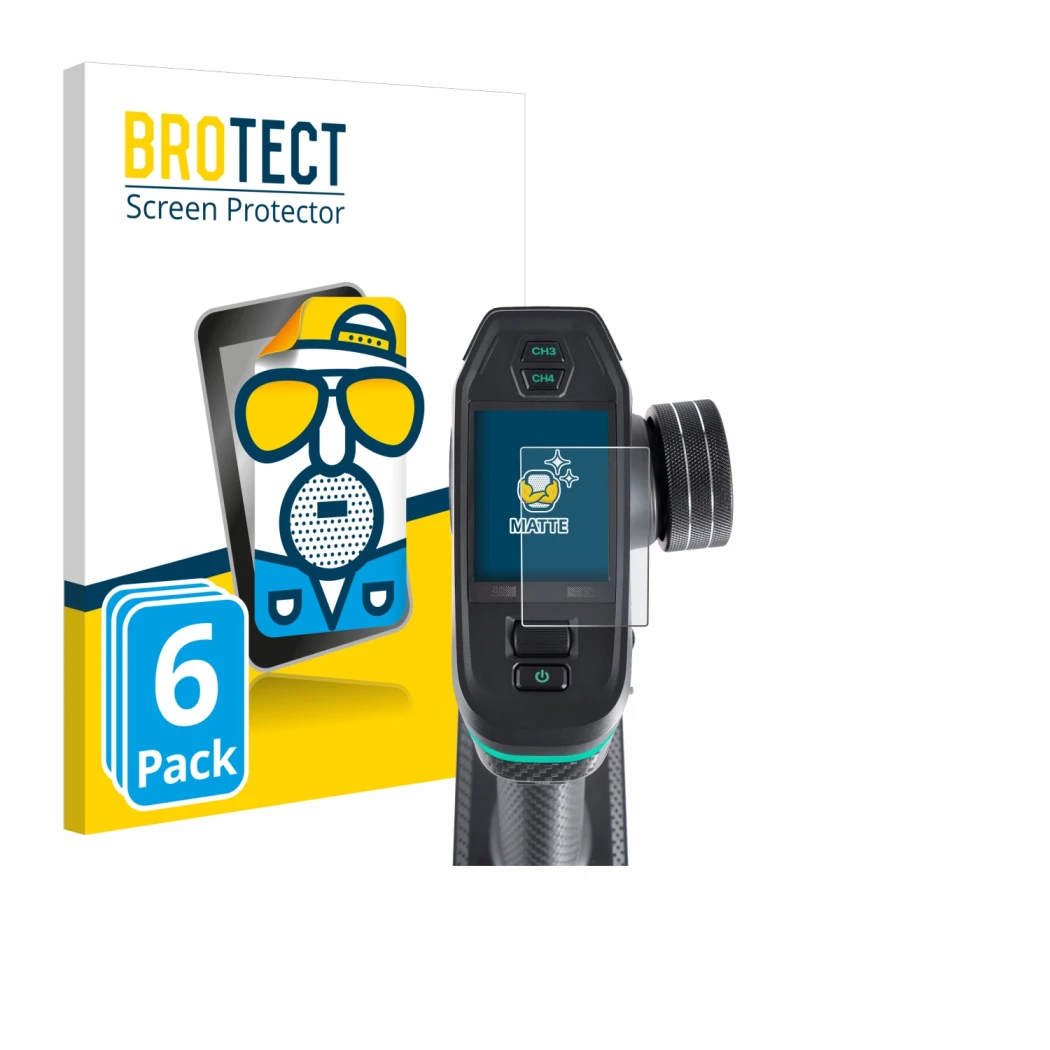 Parte frontal de un envase de producto con el logotipo de la marca BROTECT. Al lado se muestra el dispositivo DumboRC DDF-350