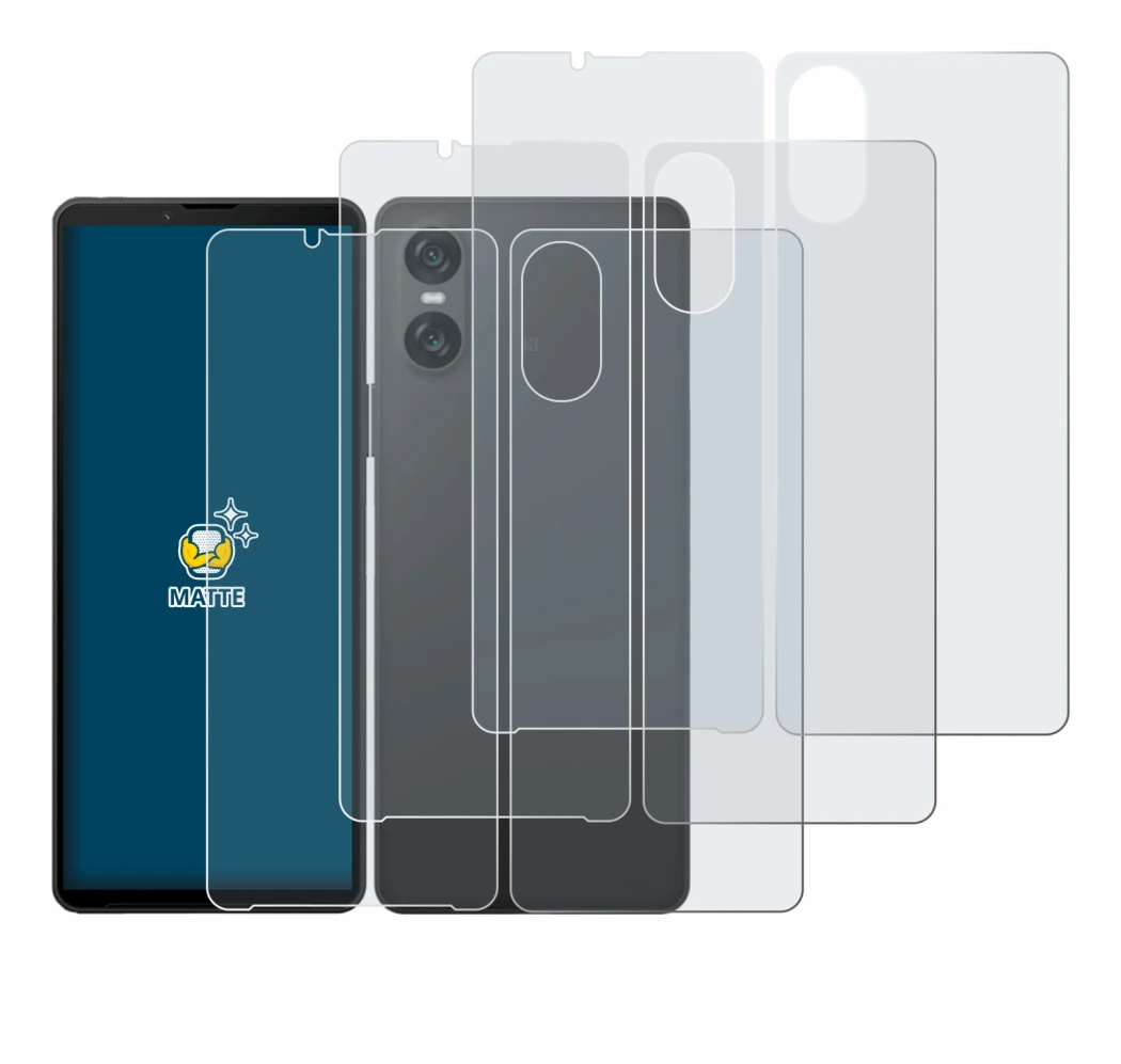 Imagen del dispositivo Sony Xperia 10 VI (Frontal+Trasero) con una amplia variedad de protectores de pantalla.