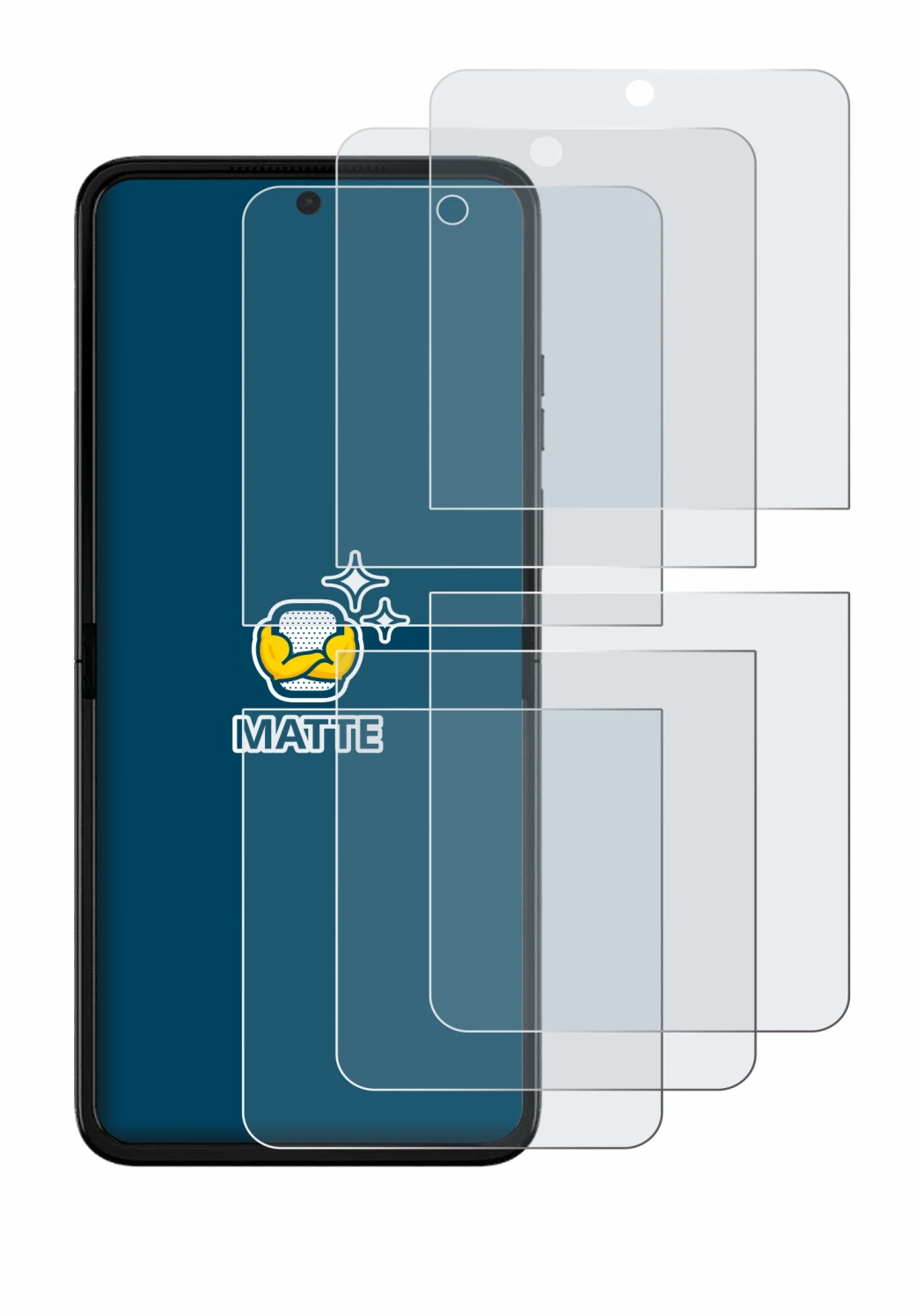 Imagen del dispositivo Motorola Razr 50 Ultra con una amplia variedad de protectores de pantalla.