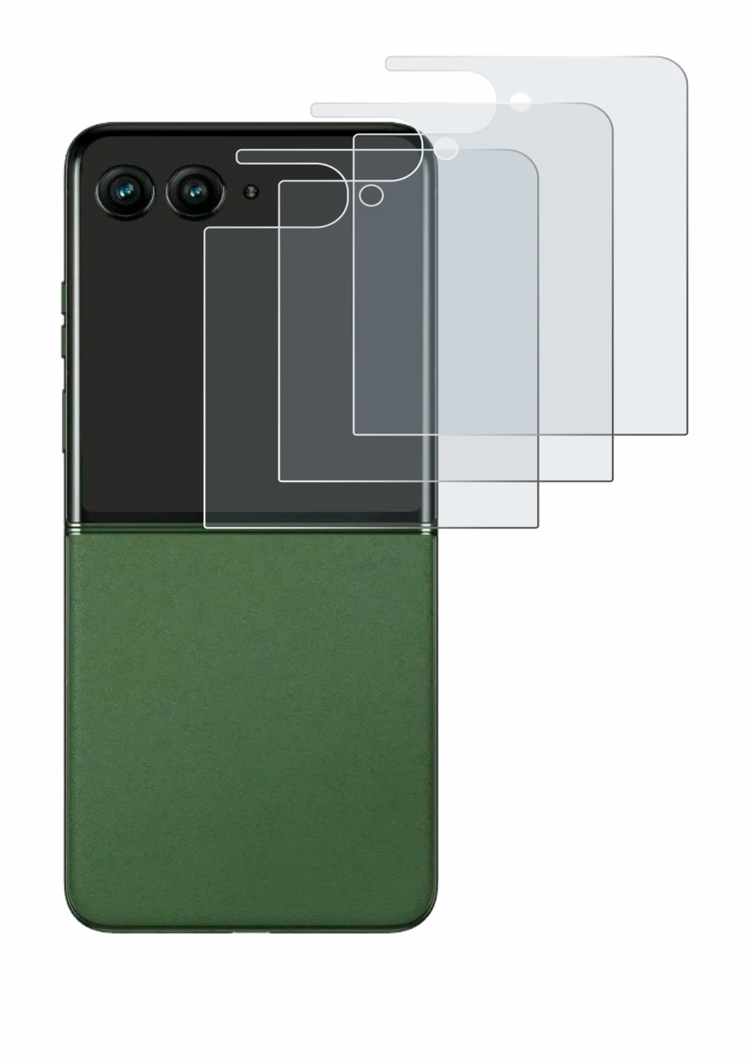 Imagen del dispositivo Motorola Razr 50 Ultra (Pantalla trasera) con una amplia variedad de protectores de pantalla.