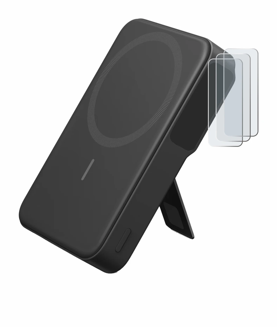 Imagen del dispositivo Anker MagGo con una amplia variedad de protectores de pantalla.