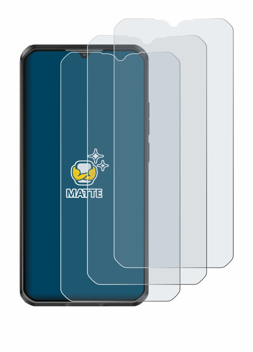 Imagen del dispositivo Oukitel WP50 con una amplia variedad de protectores de pantalla.
