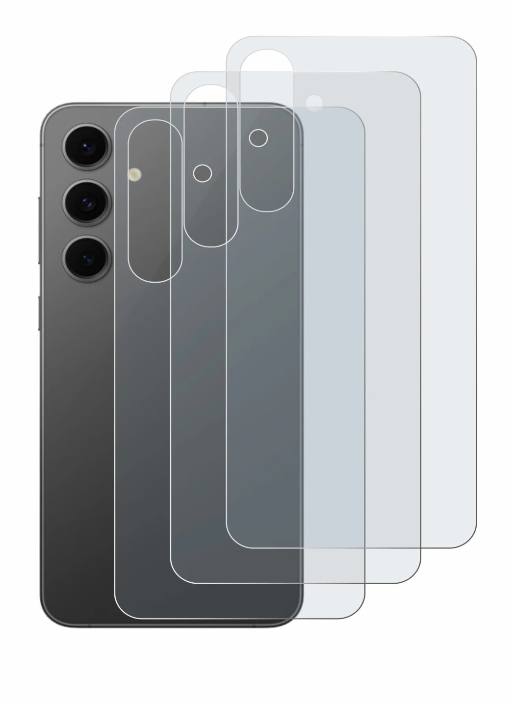 Imagen del dispositivo Samsung Galaxy S24 FE (Trasero) con una amplia variedad de protectores de pantalla.