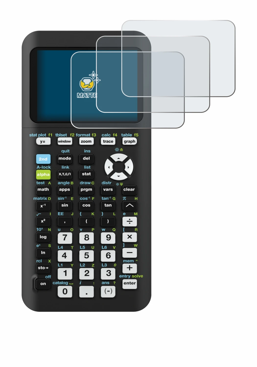 Imagen del dispositivo Texas Instruments TI-84 Plus CE-T Python con una amplia variedad de protectores de pantalla.