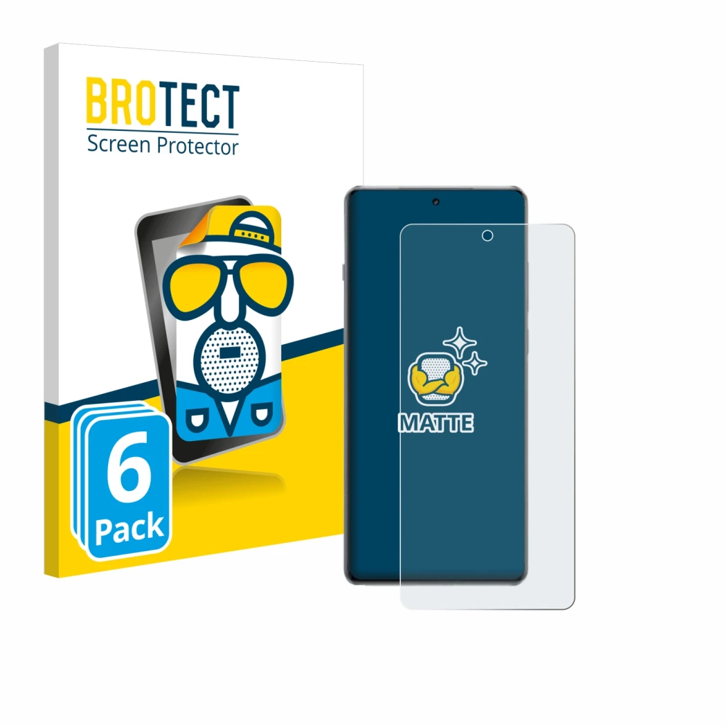 Parte frontal de un envase de producto con el logotipo de la marca BROTECT. Al lado se muestra el dispositivo OnePlus 13R con 