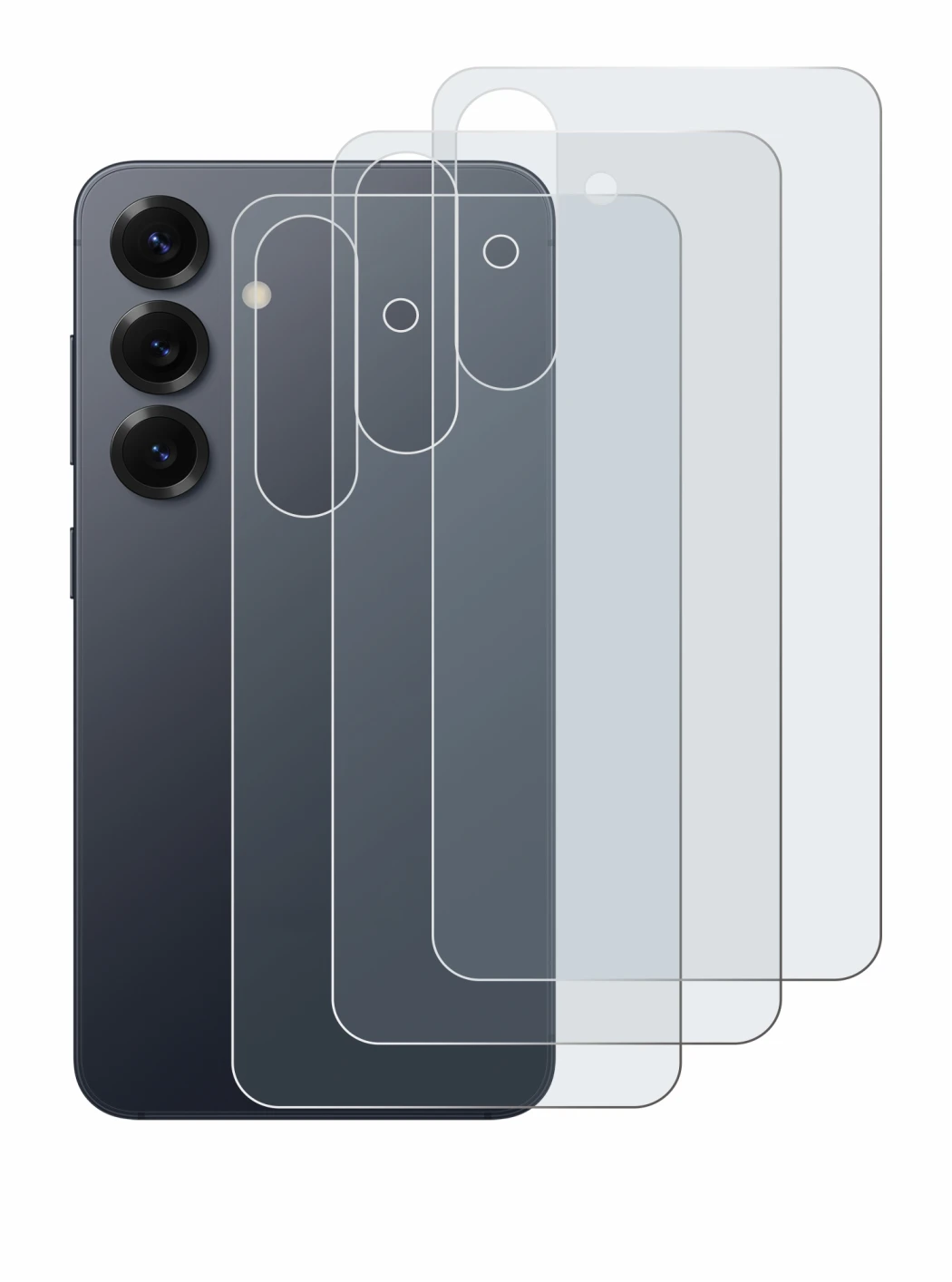 Imagen del dispositivo Samsung Galaxy S25 (Trasero) con una amplia variedad de protectores de pantalla.