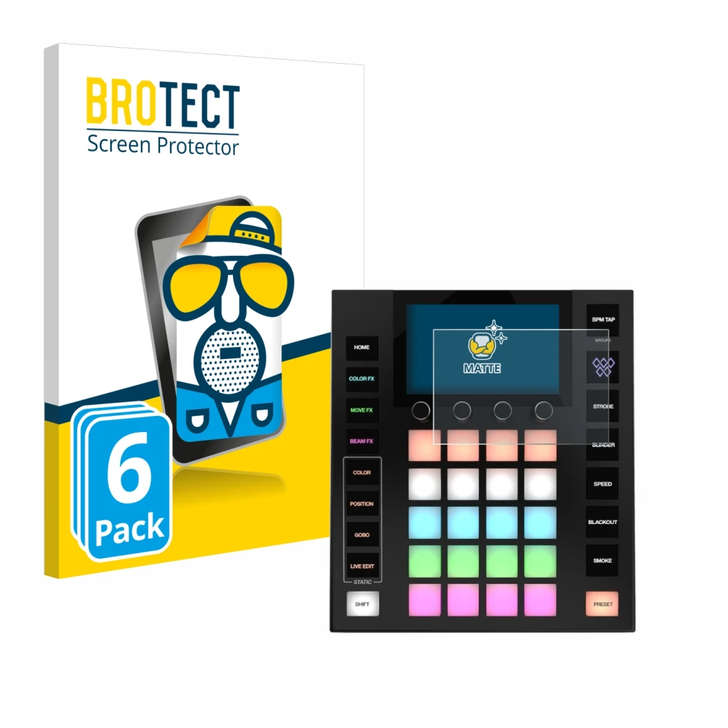 Parte frontal de un envase de producto con el logotipo de la marca BROTECT. Al lado se muestra el dispositivo Wolfmix W1 MK2 c
