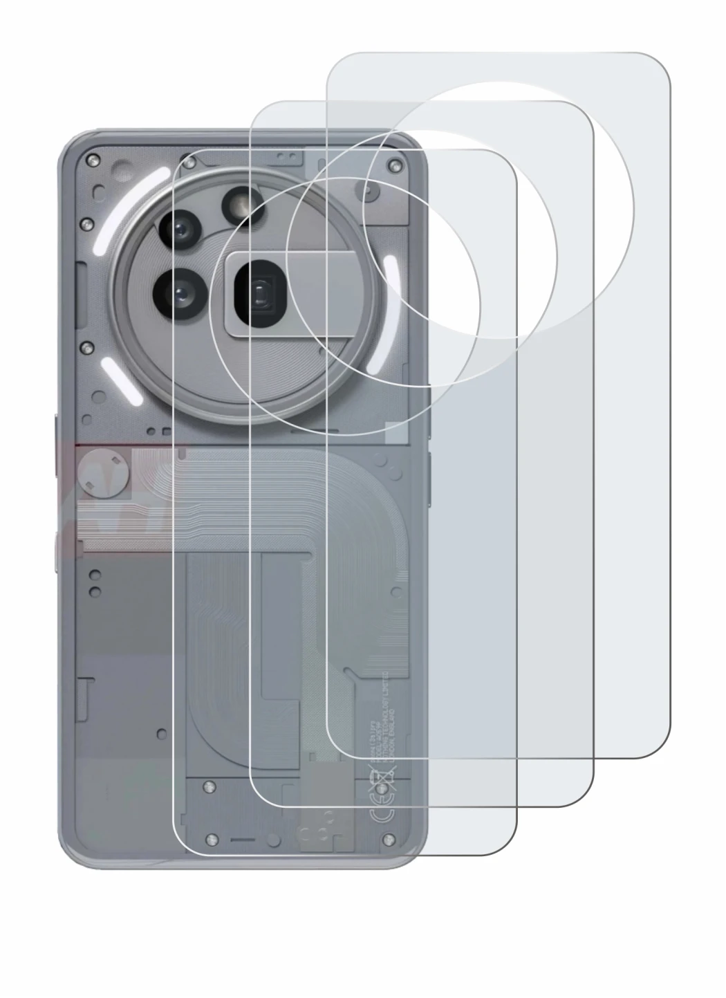 Imagen del dispositivo Nothing Phone (3a) Pro (Trasero) con una amplia variedad de protectores de pantalla.