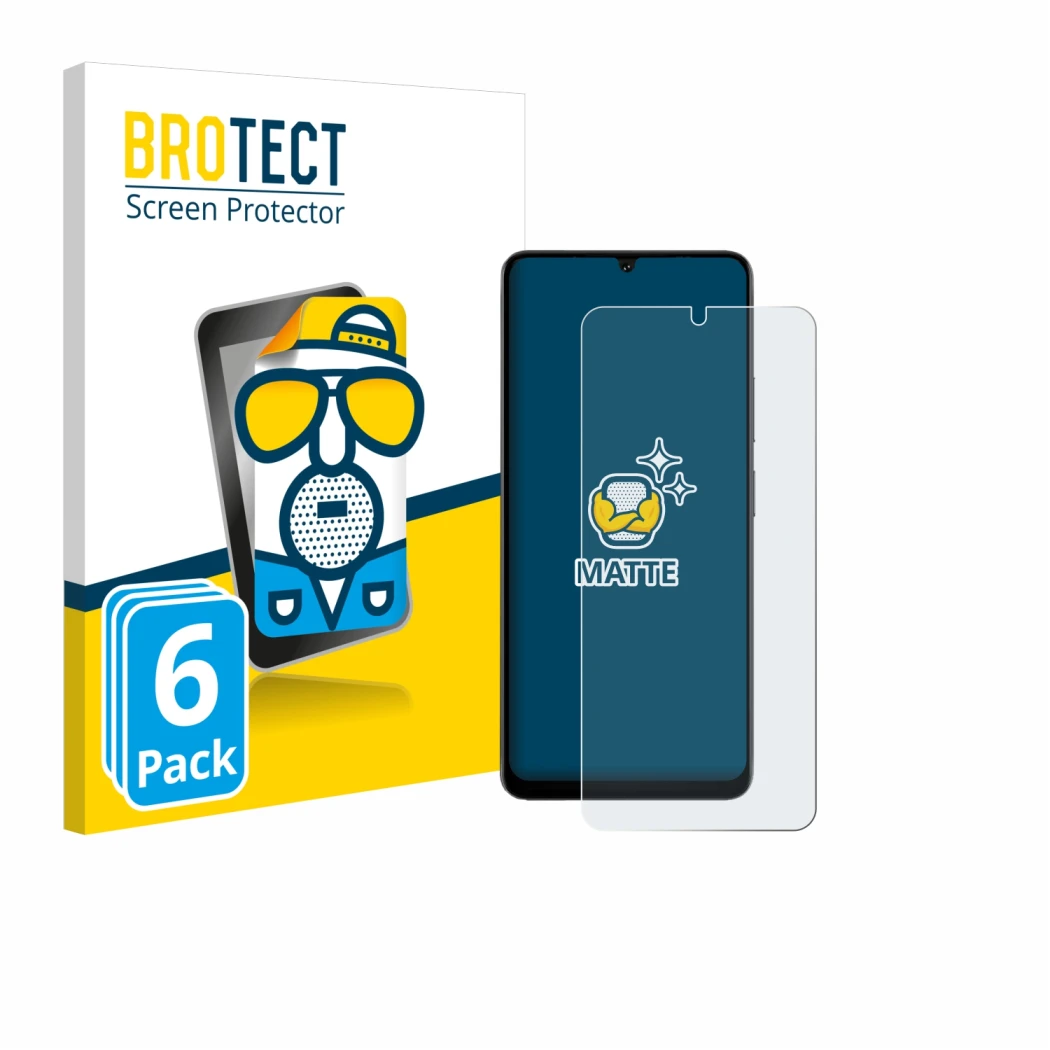 Parte frontal de un envase de producto con el logotipo de la marca BROTECT. Al lado se muestra el dispositivo Doogee Note 59 P